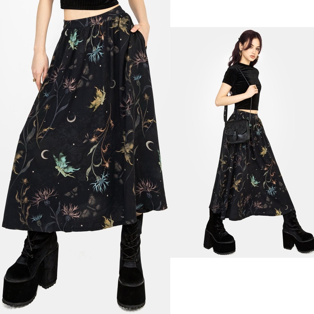 Disturbia Rosanella Floral Print Midi Skirt, US2